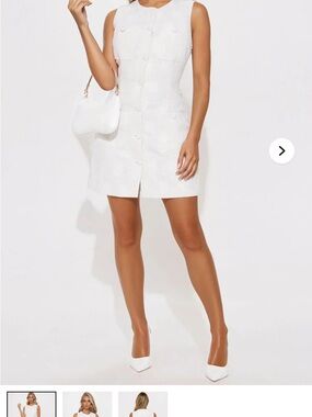 Fashion Nova White Sleeveless Button-Front Mini Dress